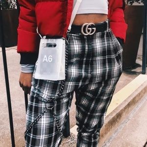 Lf plaid pants w/chain